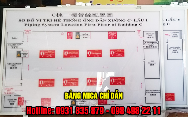 Làm bảng mica chỉ dẫn giá rẻ tại Bình Dương - Lắp đặt tận nơi