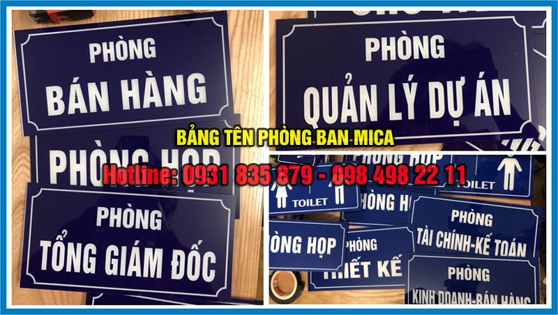 Bảng hiệu mica phòng ban, bảng tên phòng giá rẻ tại Bình Dương