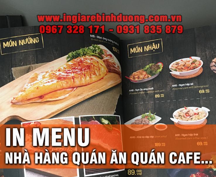 Chuyên in menu nhanh chóng giá rẻ tại Bình Dương
